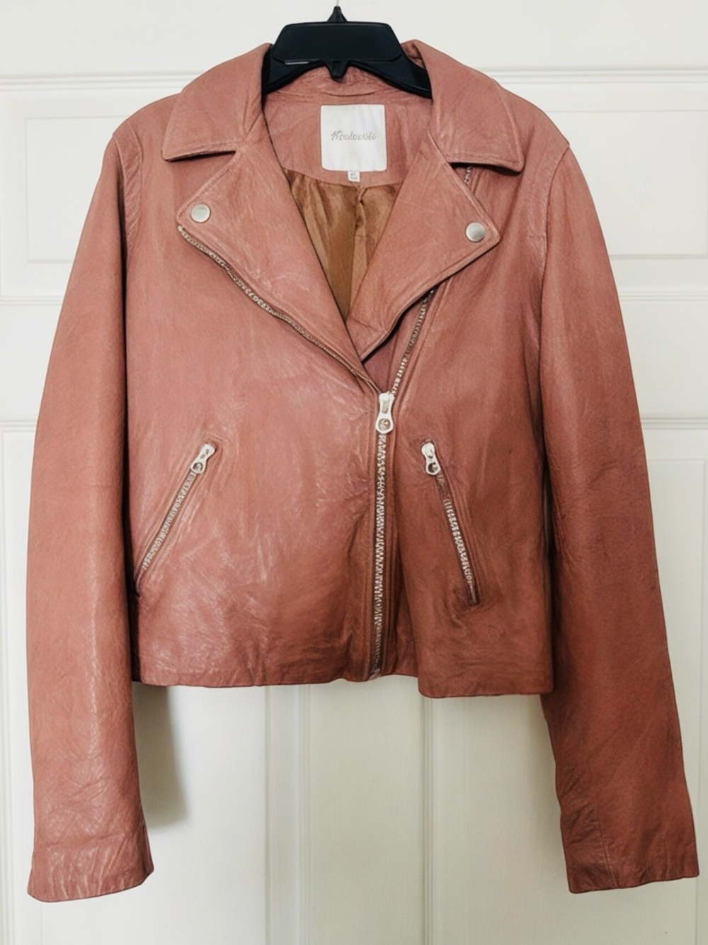 🤍HP🤍 Madewell Mauve Washed Leather Biker Jacket